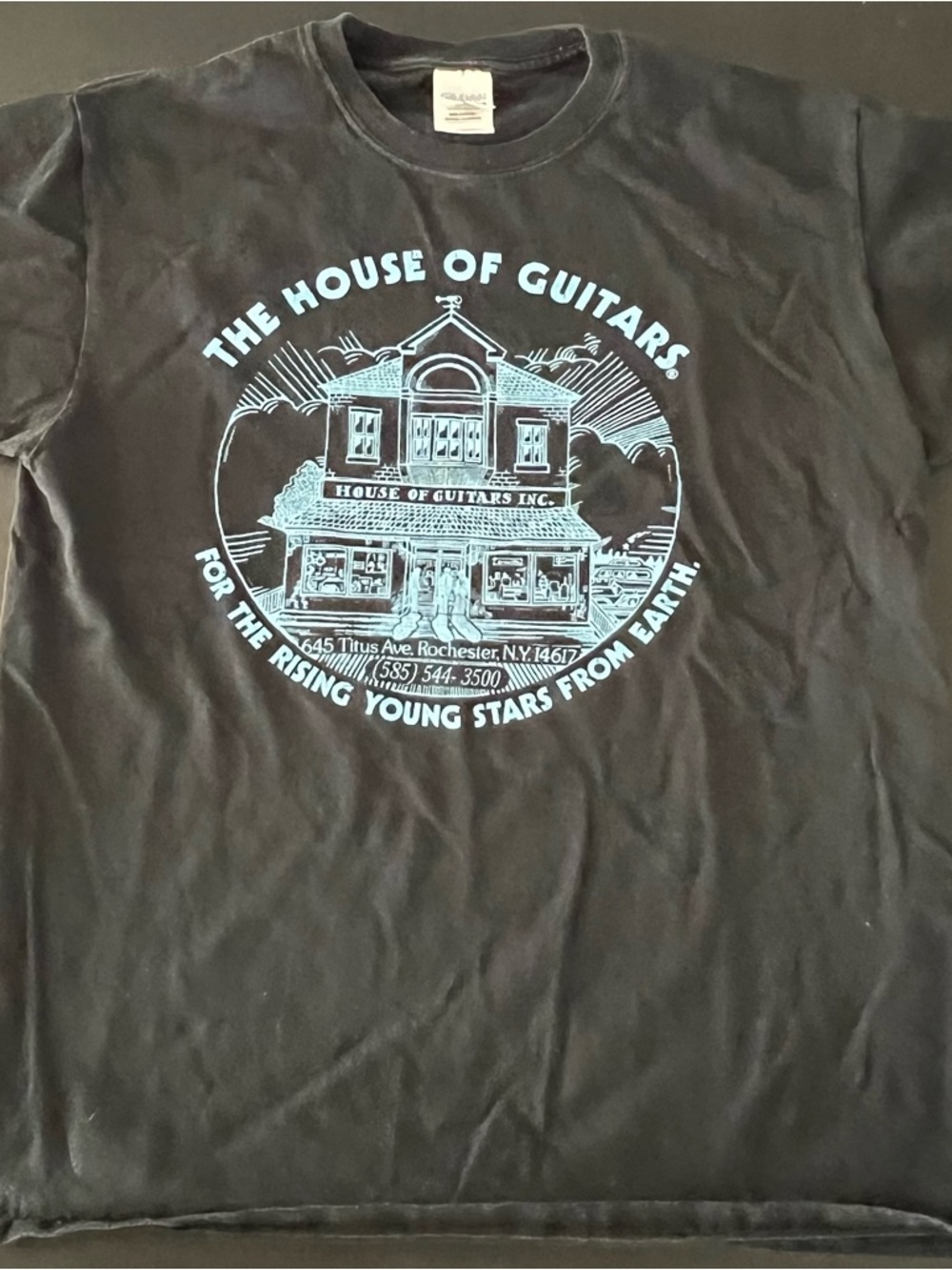 Gildan Black Tee with Light Blue Graphic